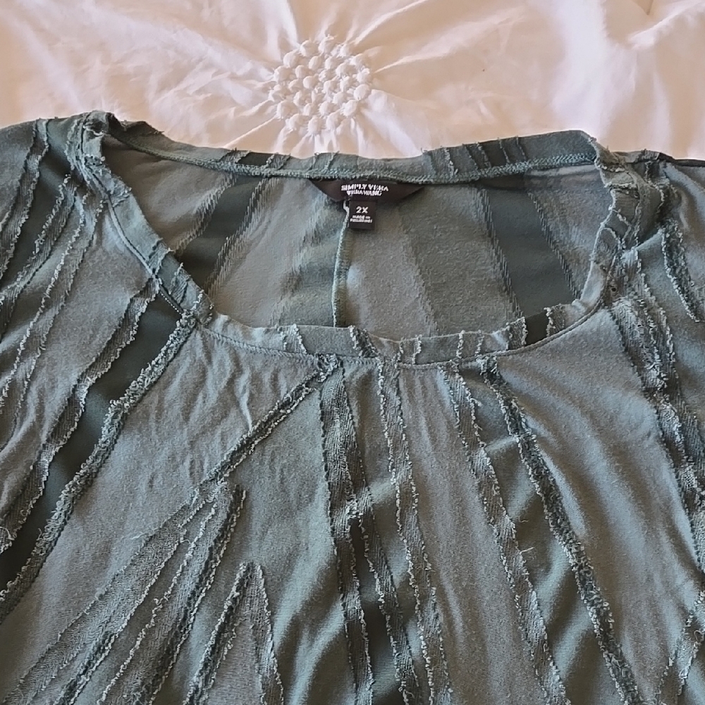 Simply Vera Vera Wang Green Asymmetrical Cap Sleeve Blouse